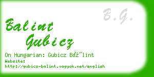 balint gubicz business card